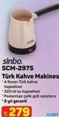 SİNBO SCM-2975 TÜRK KAHVE MAKİNESİ